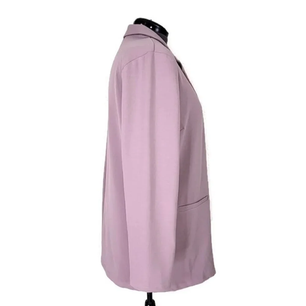 ASOS Curve Blazer Size 16 Purple Shade Faux Pockets Oversized Stretchy Long New